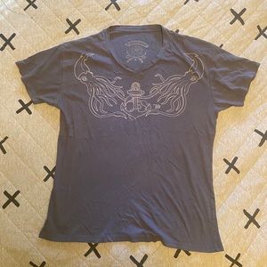 Ames Bros Squid Fight Anchor Grey V Neck Large